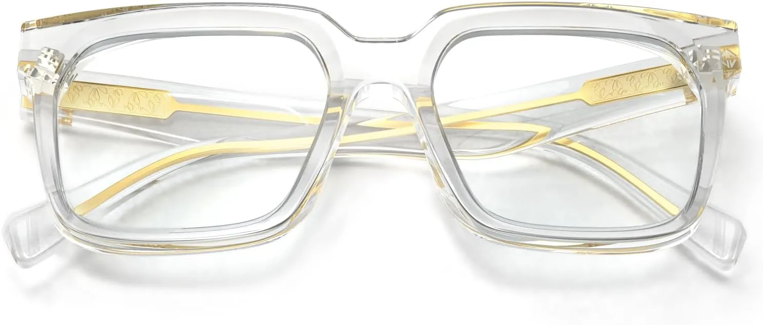 VISOONE 2 Pack Rectangle TR90 Blue Light Blocking Glasses Computer Eyewear with Preppy Look for Women and Men Cougar