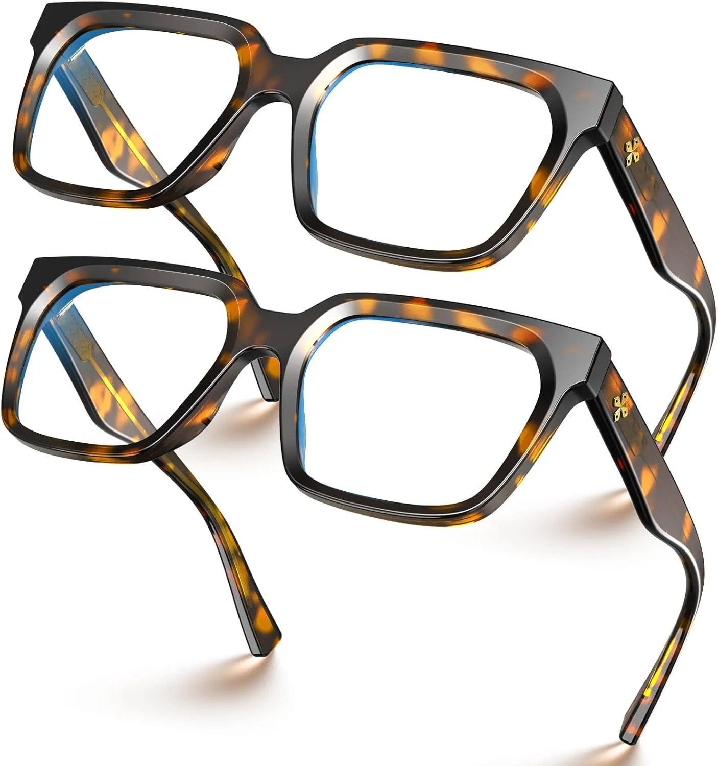 VISOONE 2 Pack Rectangle TR90 Blue Light Blocking Glasses Computer Eyewear with Preppy Look for Women and Men Cougar