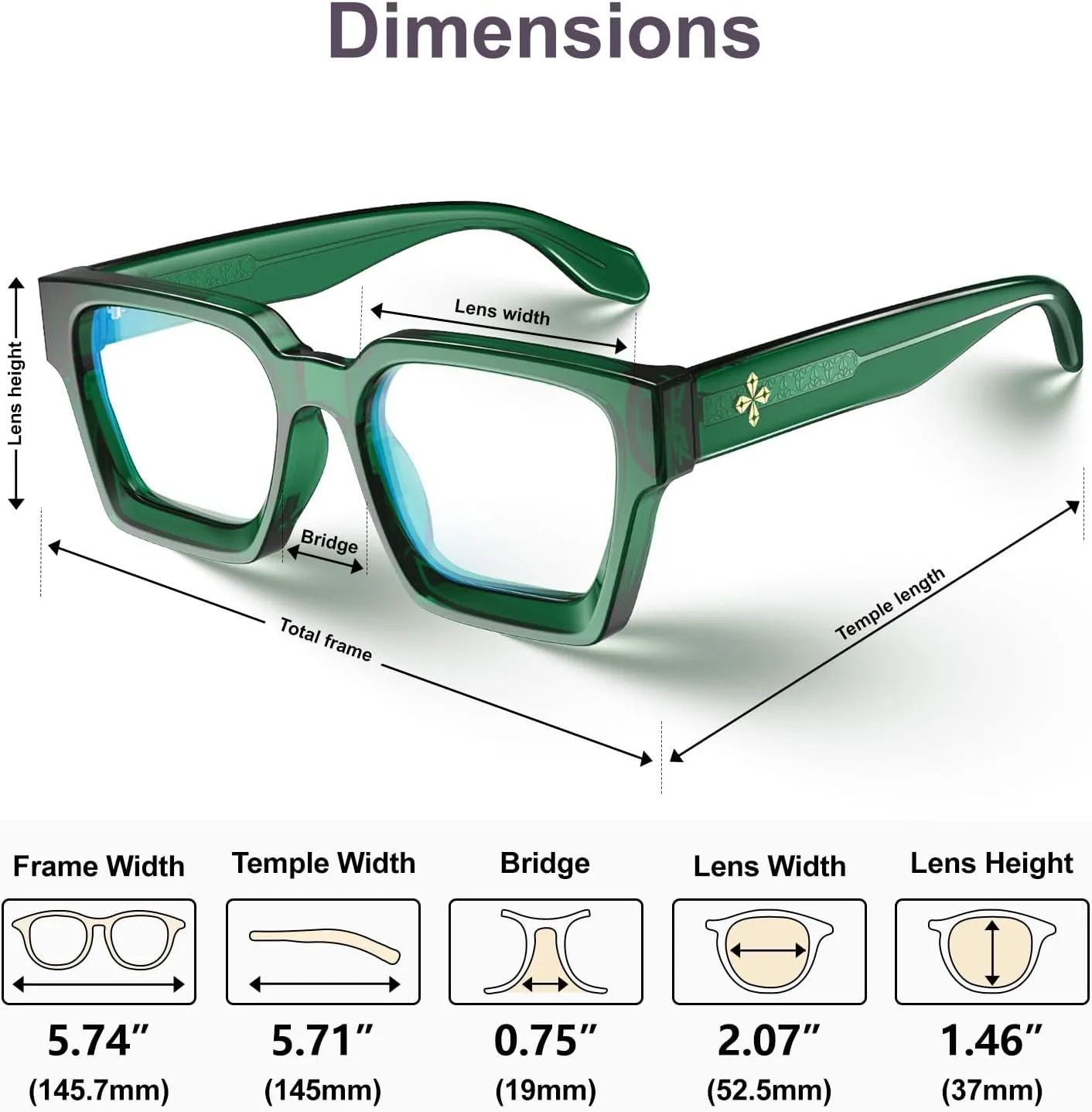 VISOONE Blue Light Blocking Glasses with TR90 Rectangle Frame and Chic Preppy Look for Women Men RIVER