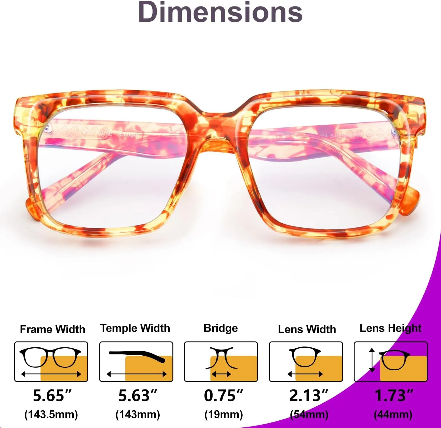 VISOONE Rectangle TR90 Blue Light Blocking Glasses Computer Eyewear with Preppy Look for Women and Men Cougar