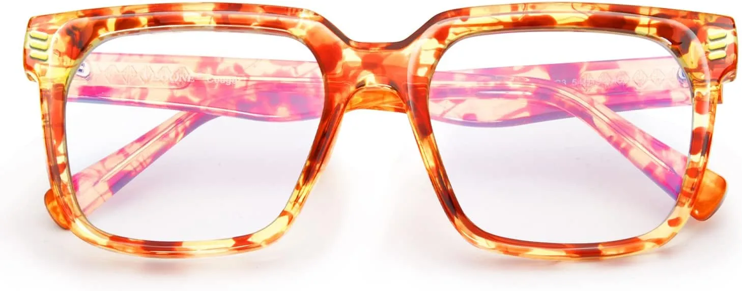 VISOONE Rectangle TR90 Blue Light Blocking Glasses Computer Eyewear with Preppy Look for Women and Men Cougar