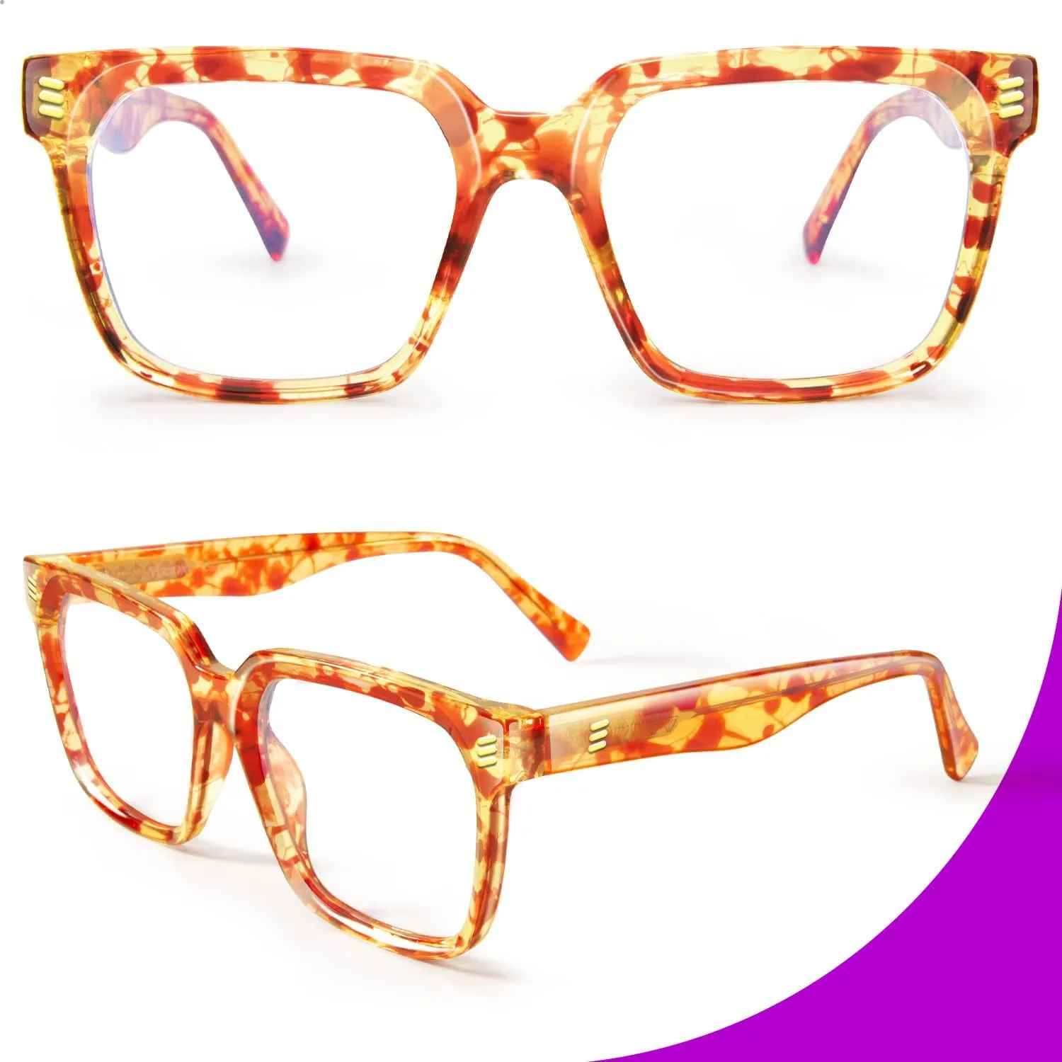 VISOONE Rectangle TR90 Blue Light Blocking Glasses Computer Eyewear with Preppy Look for Women and Men Cougar