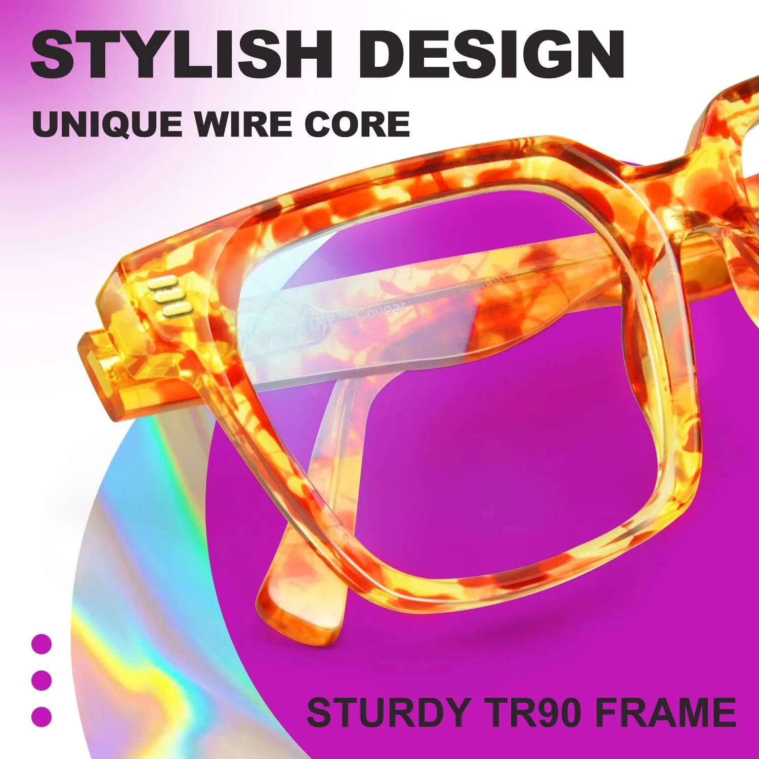 VISOONE Rectangle TR90 Blue Light Blocking Glasses Computer Eyewear with Preppy Look for Women and Men Cougar