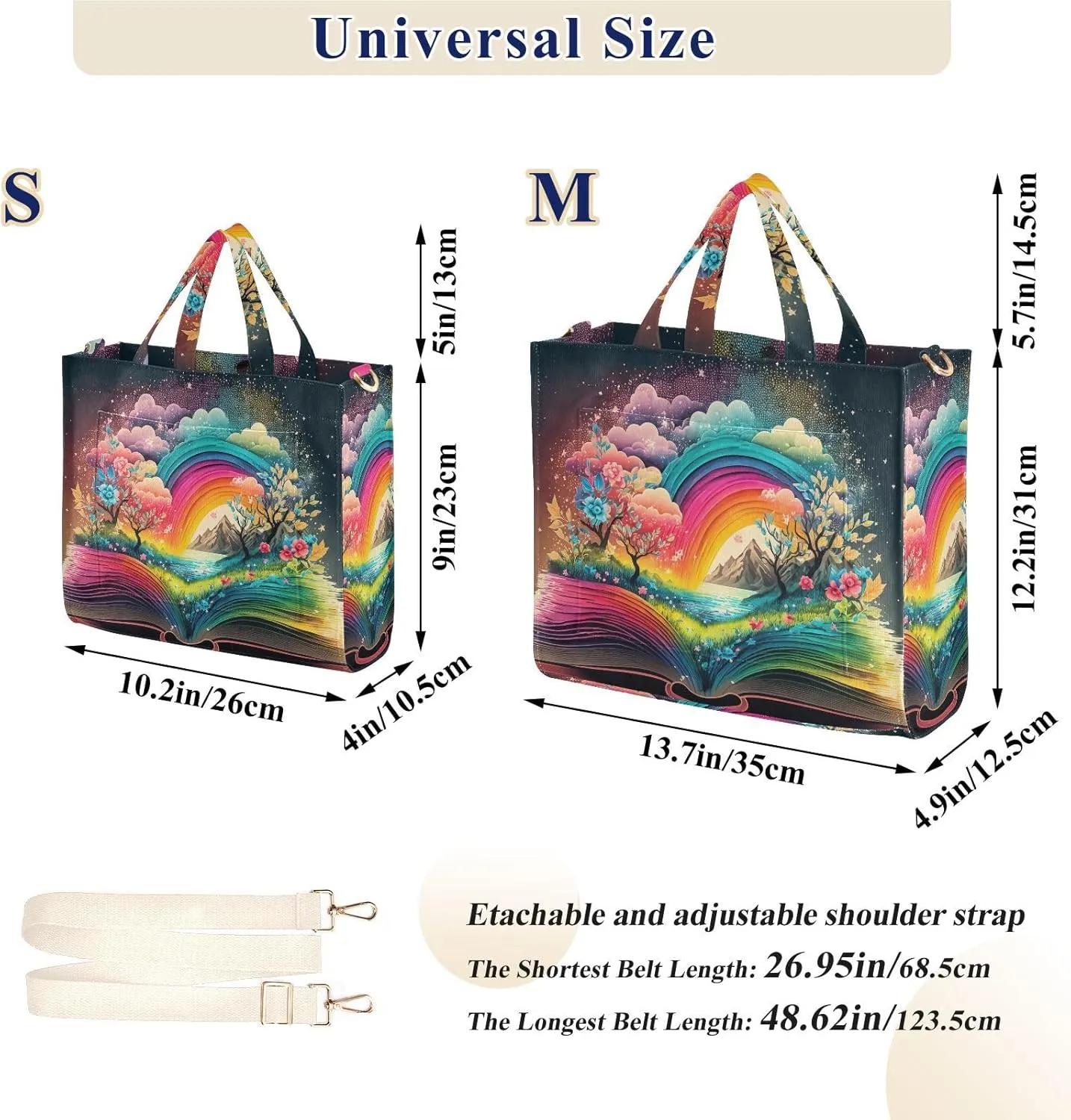 Vnurnrn Corduroy Tote Bag for Women - Fantasy World in Book, Handbag Purse with Detachable Strap