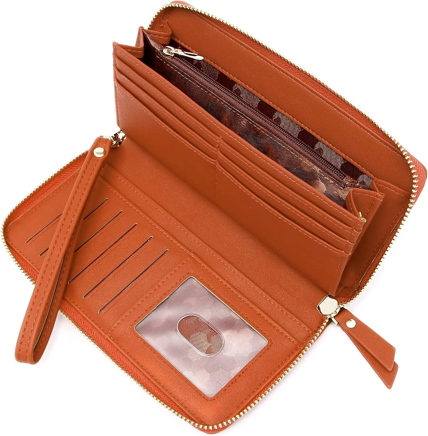 VOCUS Womens Wallet RFID Blocking Zip Around Wallet PU Leather Large Travel Long Purse Credit Card Holder with Wristlet