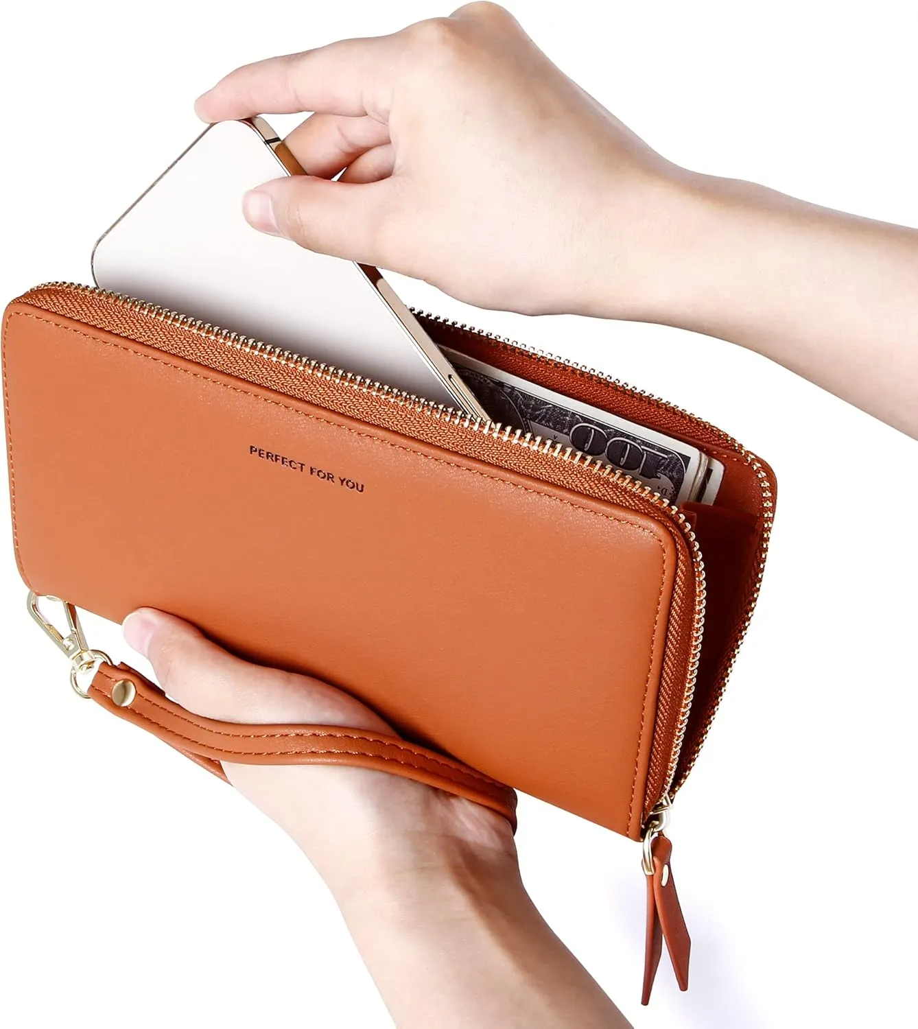 VOCUS Womens Wallet RFID Blocking Zip Around Wallet PU Leather Large Travel Long Purse Credit Card Holder with Wristlet