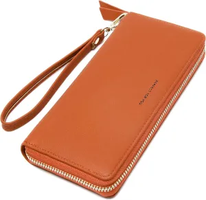 VOCUS Womens Wallet RFID Blocking Zip Around Wallet PU Leather Large Travel Long Purse Credit Card Holder with Wristlet