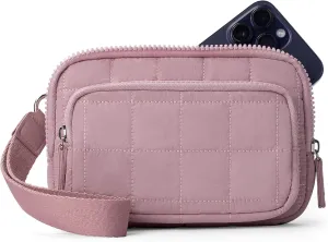 VONAL Wristlet Wallets for Women Nylon Quilted Wallet with 3 Zipper Purse for Travel Credit Card Holder Phone Organizer