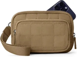VONAL Wristlet Wallets for Women Nylon Quilted Wallet with 3 Zipper Purse for Travel Credit Card Holder Phone Organizer