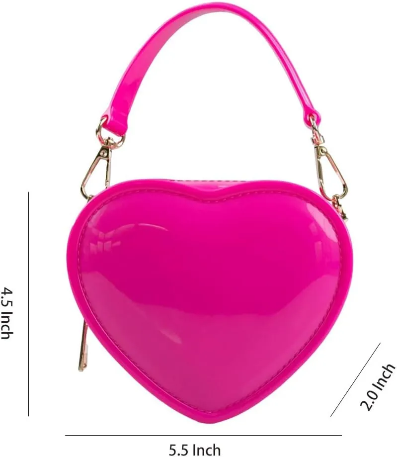 WAIT FLY Heart Shape PVC Leather Bag Wallet Purse Handbag Crossbody Bag Chain Strap Shoulder Bag