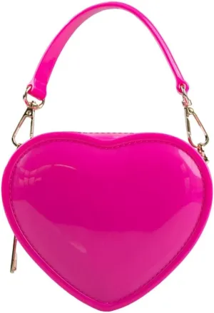 WAIT FLY Heart Shape PVC Leather Bag Wallet Purse Handbag Crossbody Bag Chain Strap Shoulder Bag