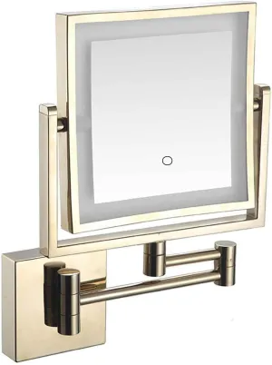 Wall Mount Makeup Mirror ，Touch Stepless Dimming LED Lighted Makeup Mirror Square Wall Mounted Double-Sided 1X/3X Magnifying Mirror Antique USB(Zirconium,Plug)