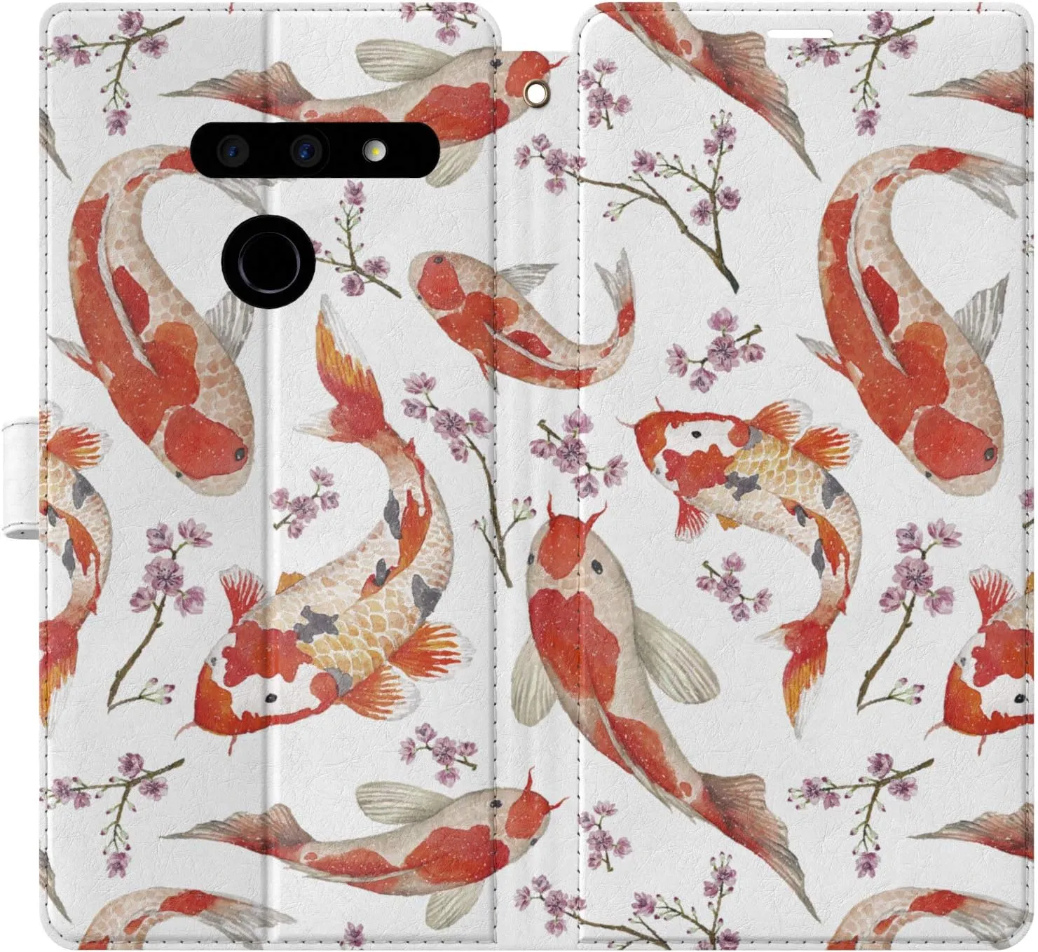 Wallet Case Compatible with LG Velvet 5G G8 ThinQ G7 V60 V50 V40 K61 W30 PU Leather Flip Protective Pattern Cover Folio Koi Japanese Carp Animal Card Holder Lightweight Fish Magnetic Pond