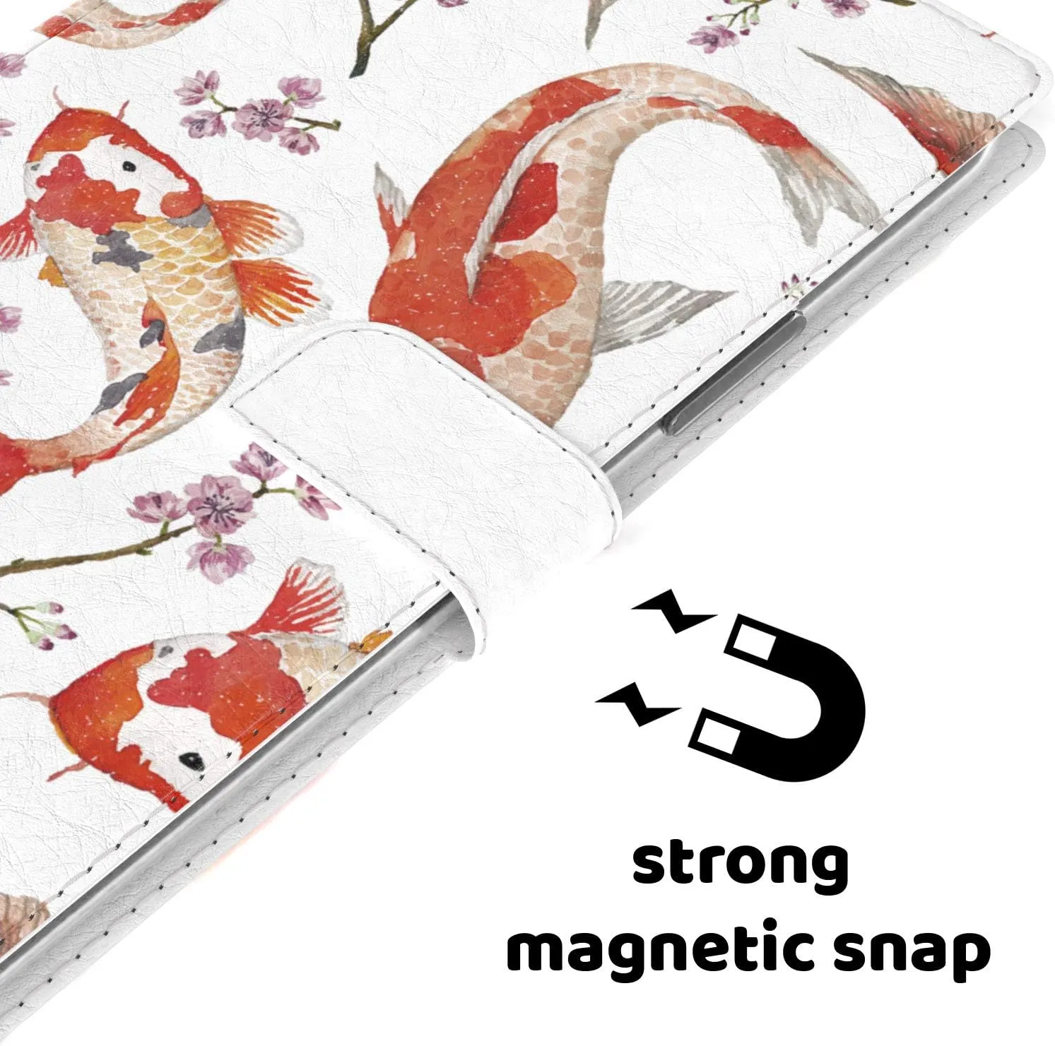 Wallet Case Compatible with LG Velvet 5G G8 ThinQ G7 V60 V50 V40 K61 W30 PU Leather Flip Protective Pattern Cover Folio Koi Japanese Carp Animal Card Holder Lightweight Fish Magnetic Pond