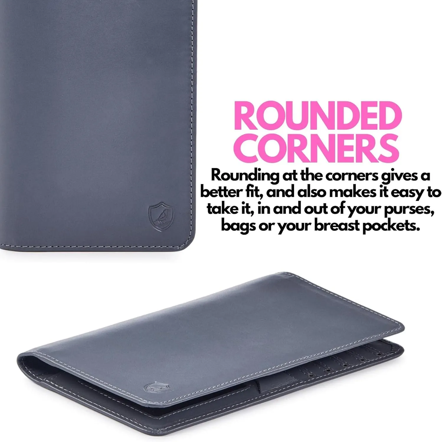 Wallet for Men Women Real Leather Long Bifold RFID Blocking Slim Stylish Credit Card Case Pen Holder with 2 ID Windows in Gift Box (Nappa, Grey)