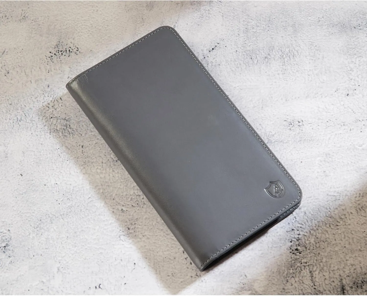 Wallet for Men Women Real Leather Long Bifold RFID Blocking Slim Stylish Credit Card Case Pen Holder with 2 ID Windows in Gift Box (Nappa, Grey)