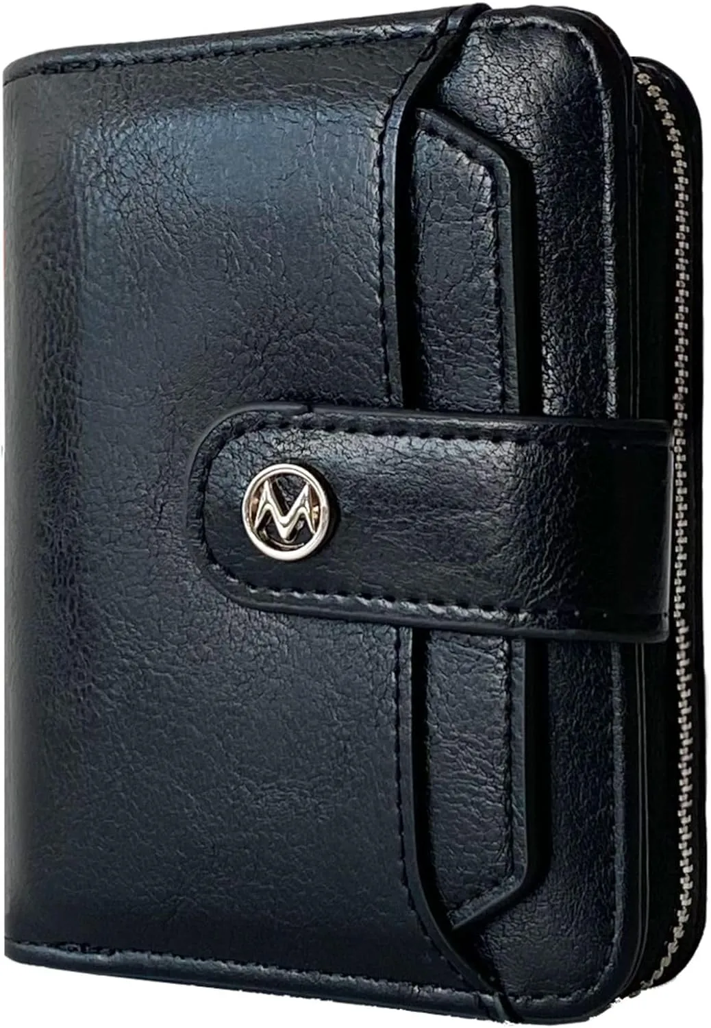 Wallet Women Small Leather Bifold Billfolds Zipper Coin Pocket Cash Compact Credit Card Holder with Detachable ID Window (Black)
