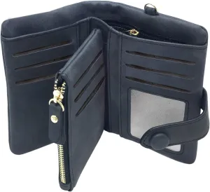 Wallets for Women Bifold Small Rfid Soft Leather Ladies Wallets Trifold Womens Wallets Billfolds Mini Wristlet Clutch Cute Zipper Coin Purse with Wrist Strap