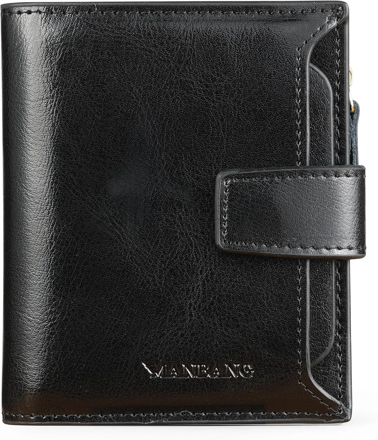 Wallets for Women Leather RFID Blocking Small Bifold Zipper Pocket Wallet Card Case Purse with ID Window… (Black)