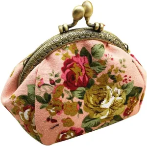 Wallet,toraway Lady Vintage Flower Mini Coin Purse Wallet Clutch bag (Pink)