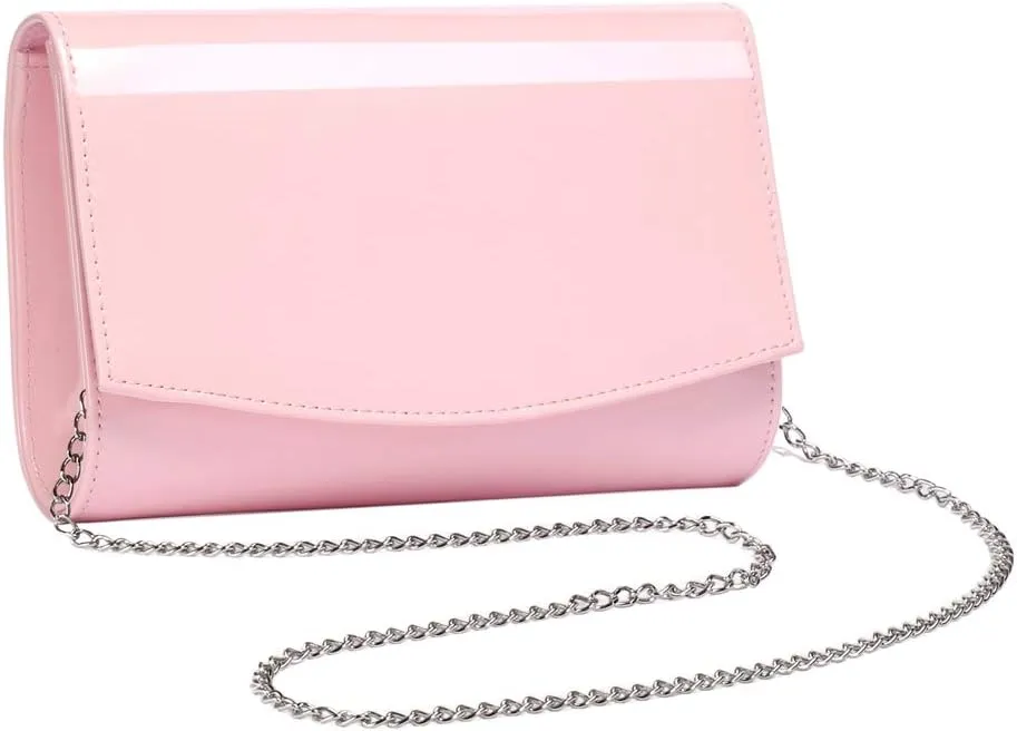 WALLYN'S Women Patent Leather Wallets Fashion Clutch Purses, Evening Bag Handbag Solid Color