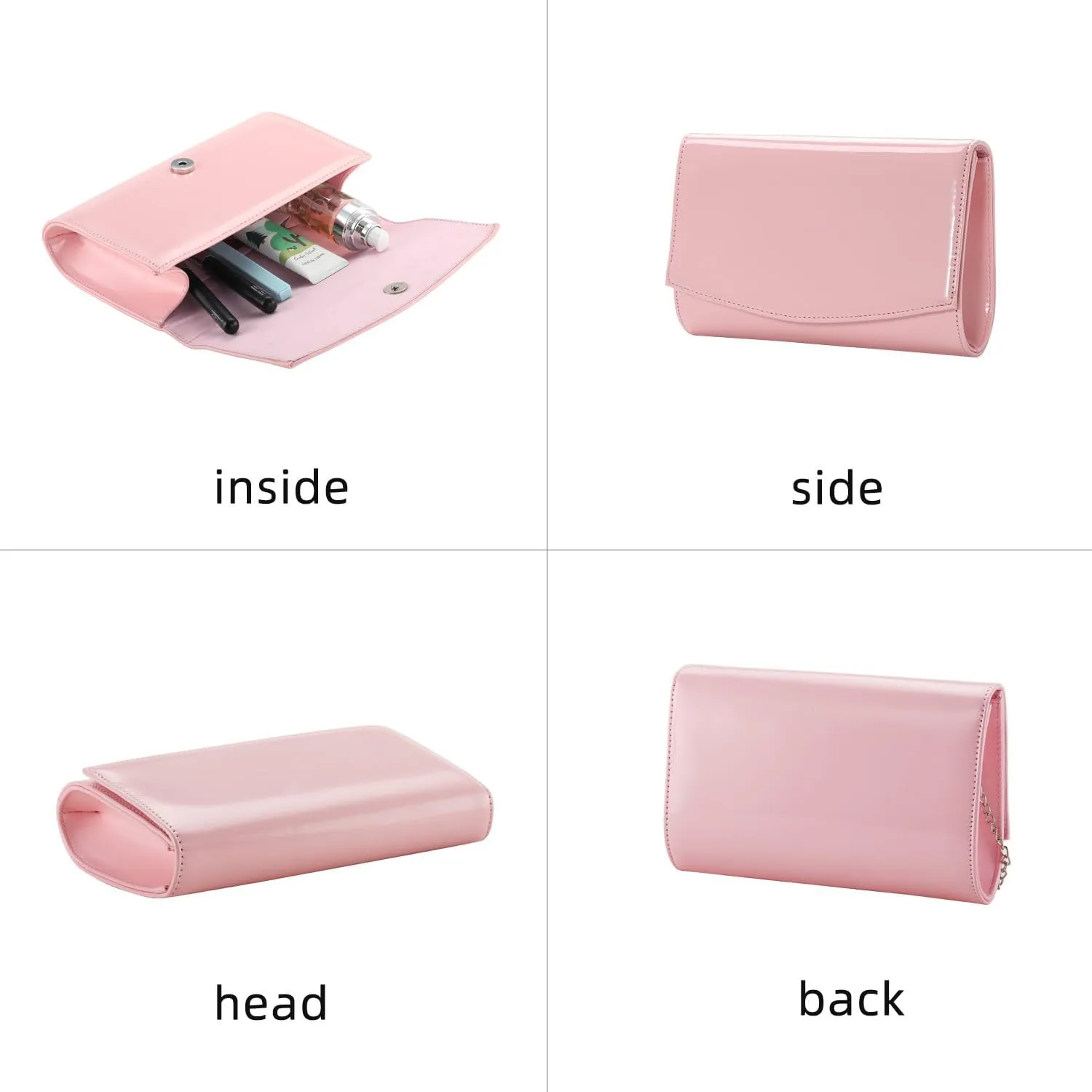 WALLYN'S Women Patent Leather Wallets Fashion Clutch Purses, Evening Bag Handbag Solid Color
