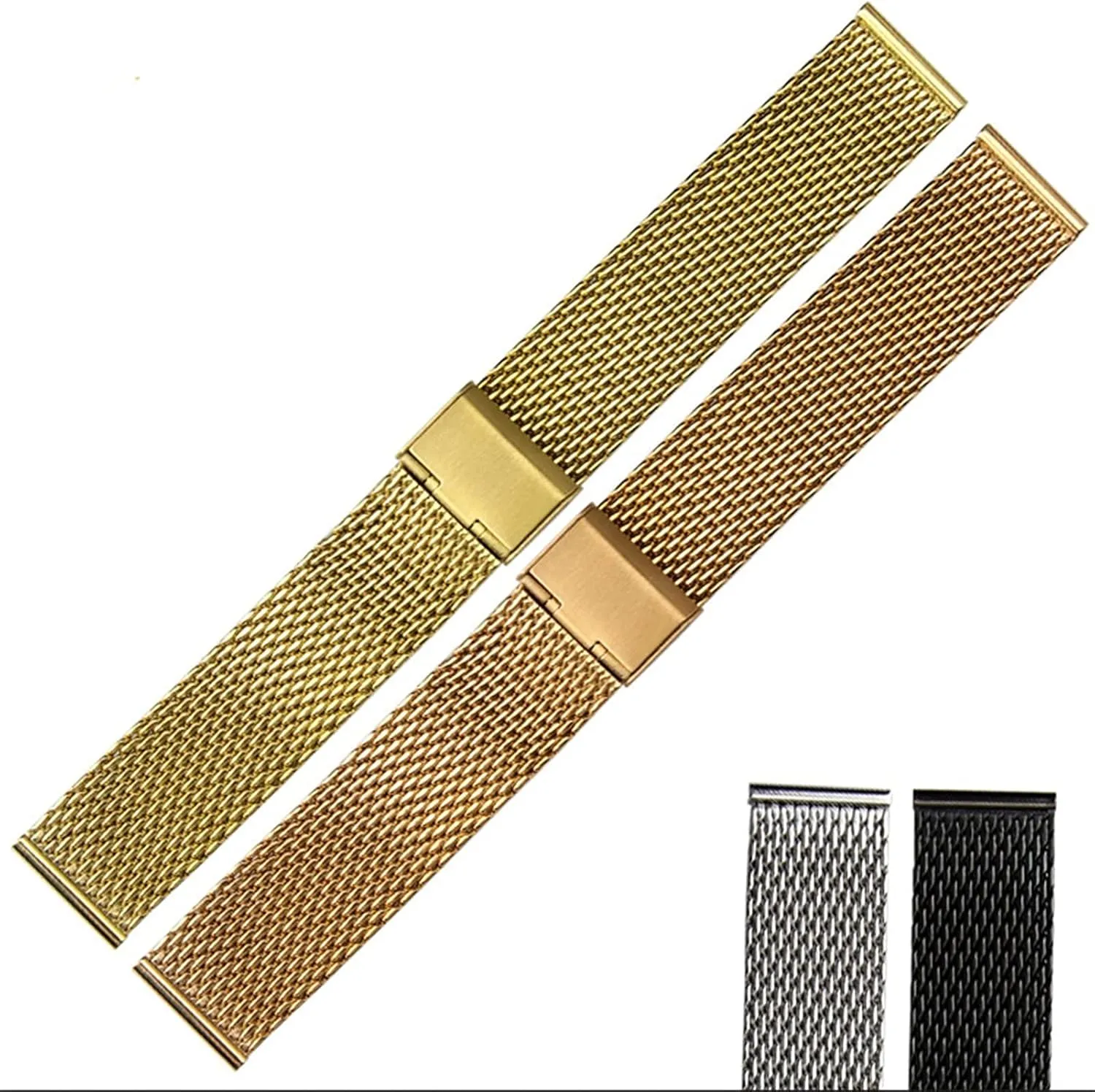 watch strap stainless steel watch mesh strap thick wire hanging buckle 1.0 wire 18 20 22 24mm watchband