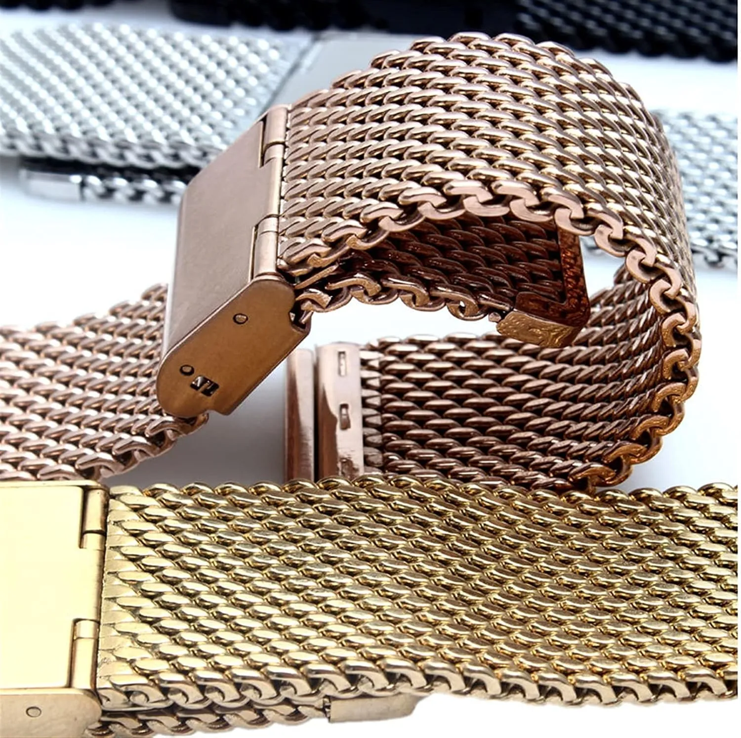 watch strap stainless steel watch mesh strap thick wire hanging buckle 1.0 wire 18 20 22 24mm watchband