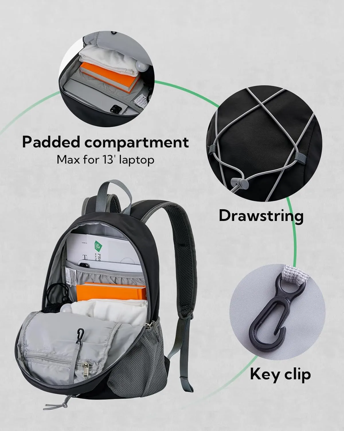 WATERFLY 12L Small Hiking Backpack: Day Pack Lightweight Travel Bag Camping Fitness Cycling Outdoor Sports Daypack For Women Men