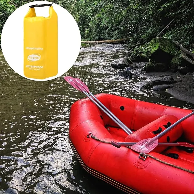 Waterproof First Aid Kit Roll Top Boat Emergency Kit with Waterproof Contents for Fishing Kayaking Boating Swimming Camping Rafting Beach Yellow