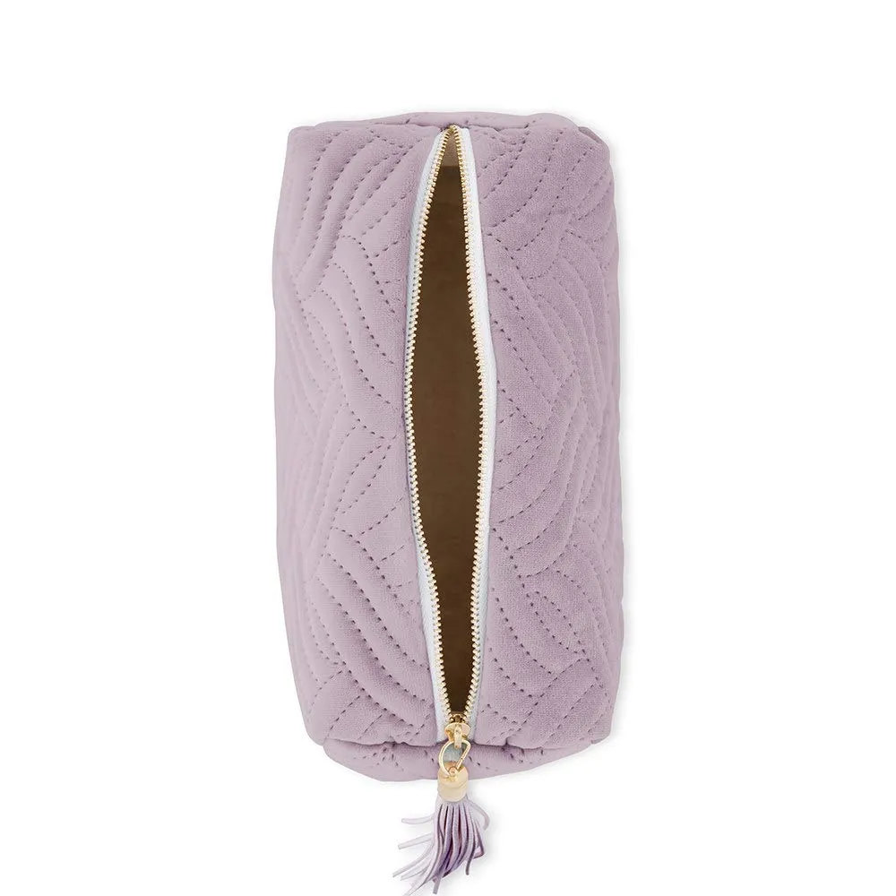 WEDDINGSTAR Small Personalized Velvet Quilted Makeup Bag For Women - Lavender Purple