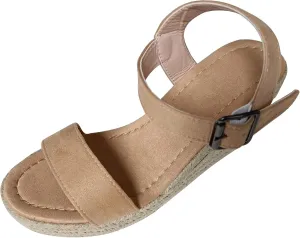 Wedge Sandals for Women 2024 Weaving Wedge Toe Heel Women Slope Buckle Size Open Summer Belt Sandals Large Women's