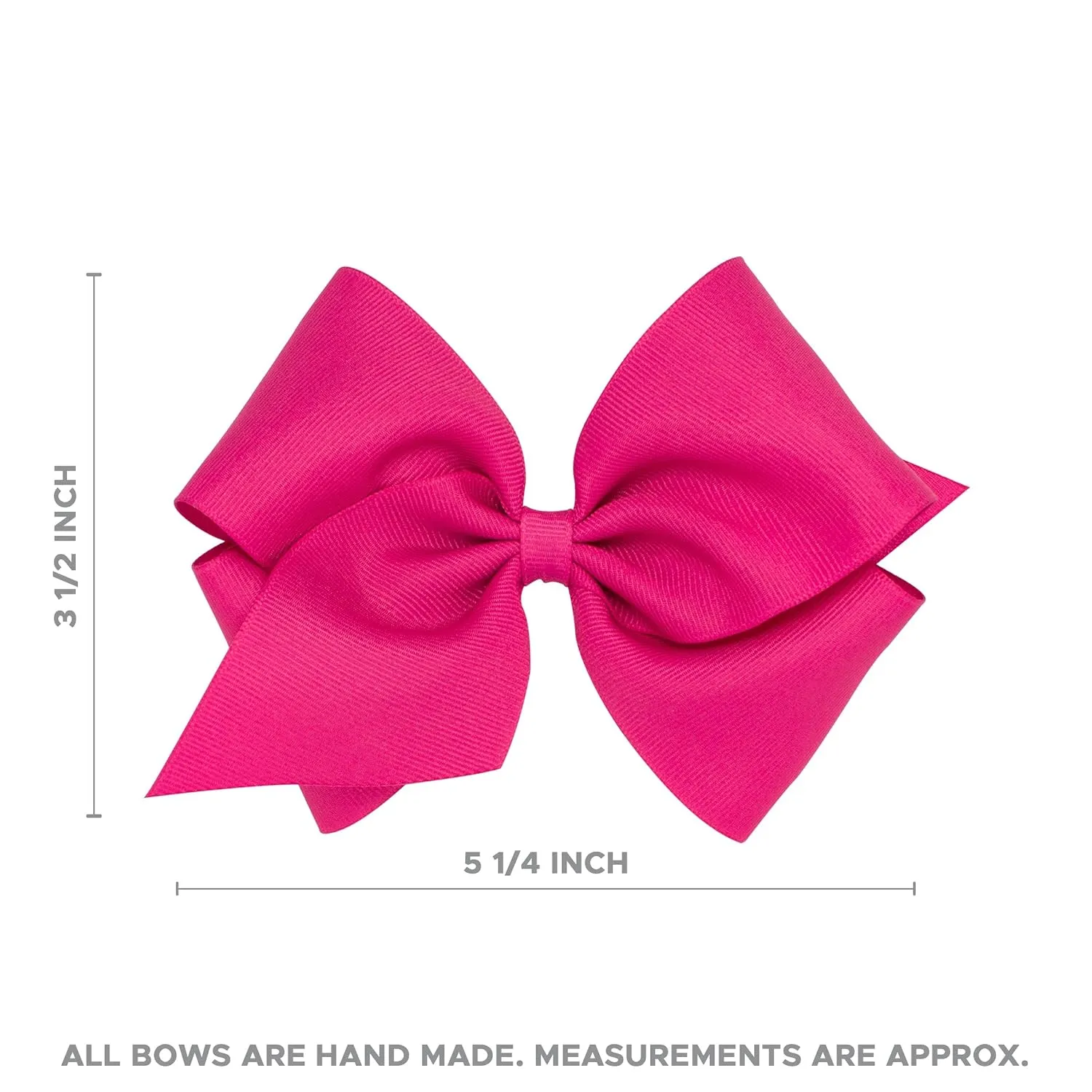 Wee Ones Girls' Plain Wrap Classic Grosgrain Hair Bows on a WeeStay No-Slip Hair Clip, Handmade, Mini King, Hot Pink