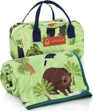 Weighted Blanket Kids, 7 lb, 40x60 inches, Small Twin Size, Soft Cotton, Machine Washable, Green/Jungle Animals