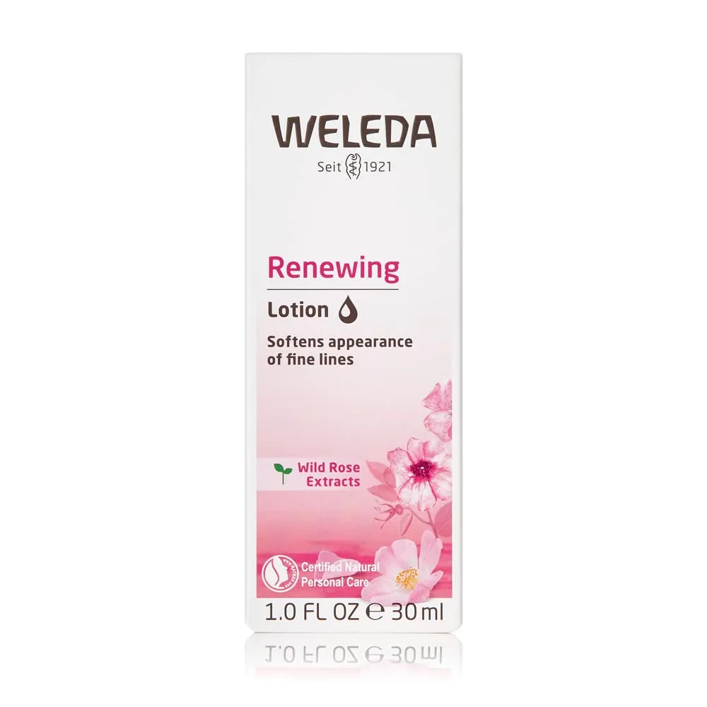 Weleda Renewing Face Lotion, 1 Fluid Ounce, Plant Rich Moisturizer with Wild Rose, Jojoba and Peach Kernel Oils