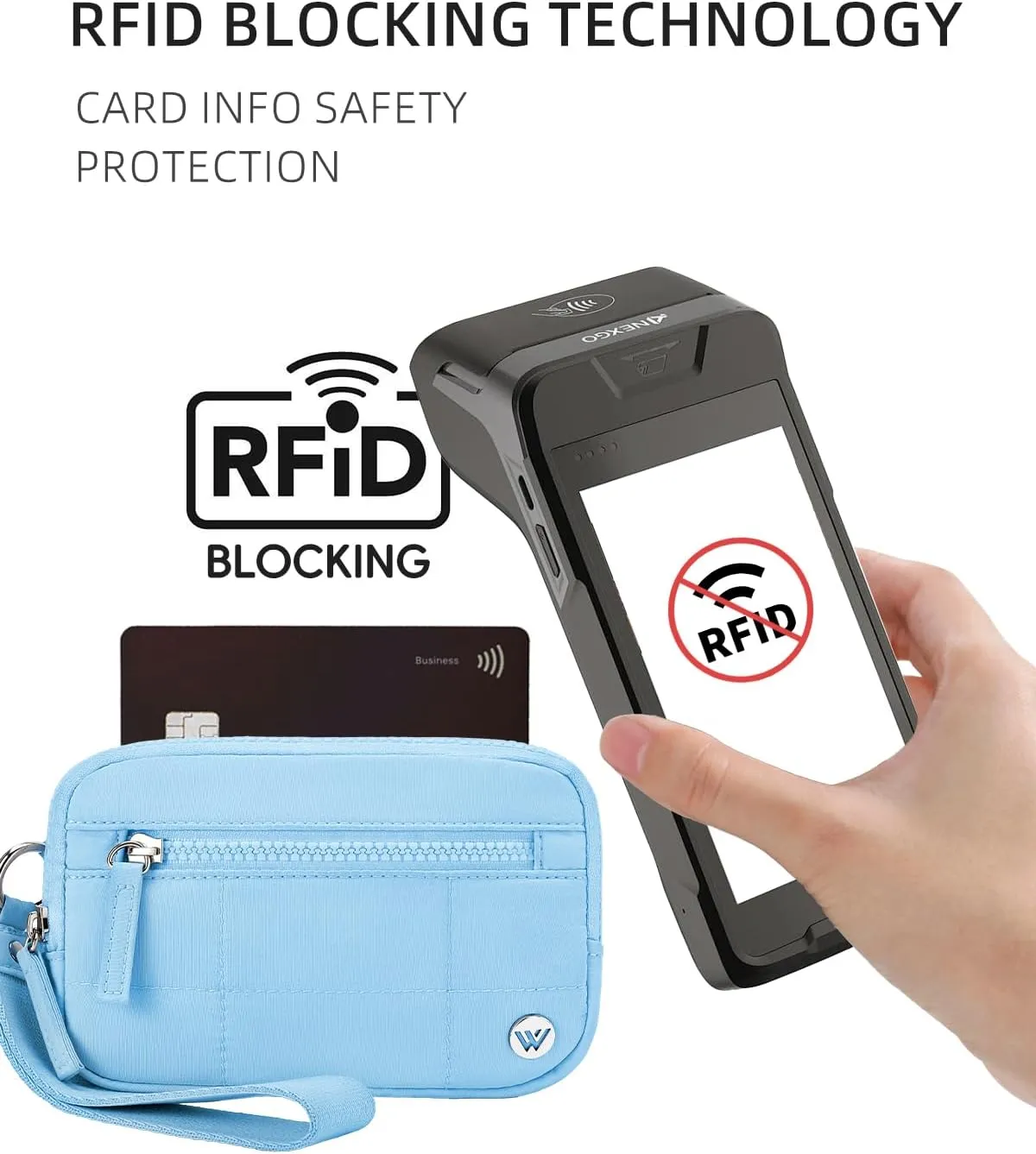 WESTBRONCO Wristlet Wallets for Women Nylon Quilted RFID Wallet with 3 Zipper Purse for Travel Credit Card Holder Phone Organizer