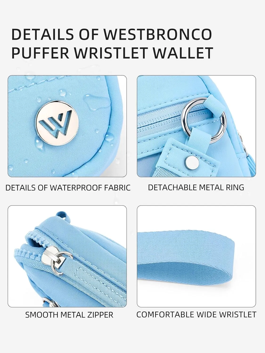 WESTBRONCO Wristlet Wallets for Women Nylon Quilted RFID Wallet with 3 Zipper Purse for Travel Credit Card Holder Phone Organizer