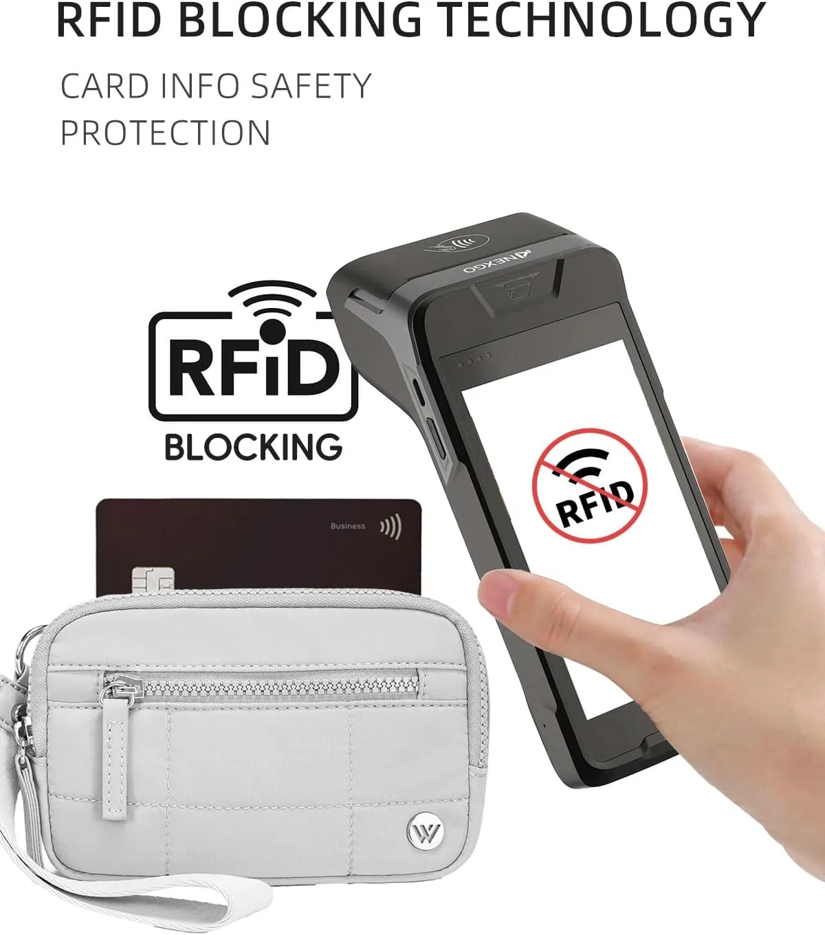 WESTBRONCO Wristlet Wallets for Women Nylon Quilted RFID Wallet with 3 Zipper Purse for Travel
