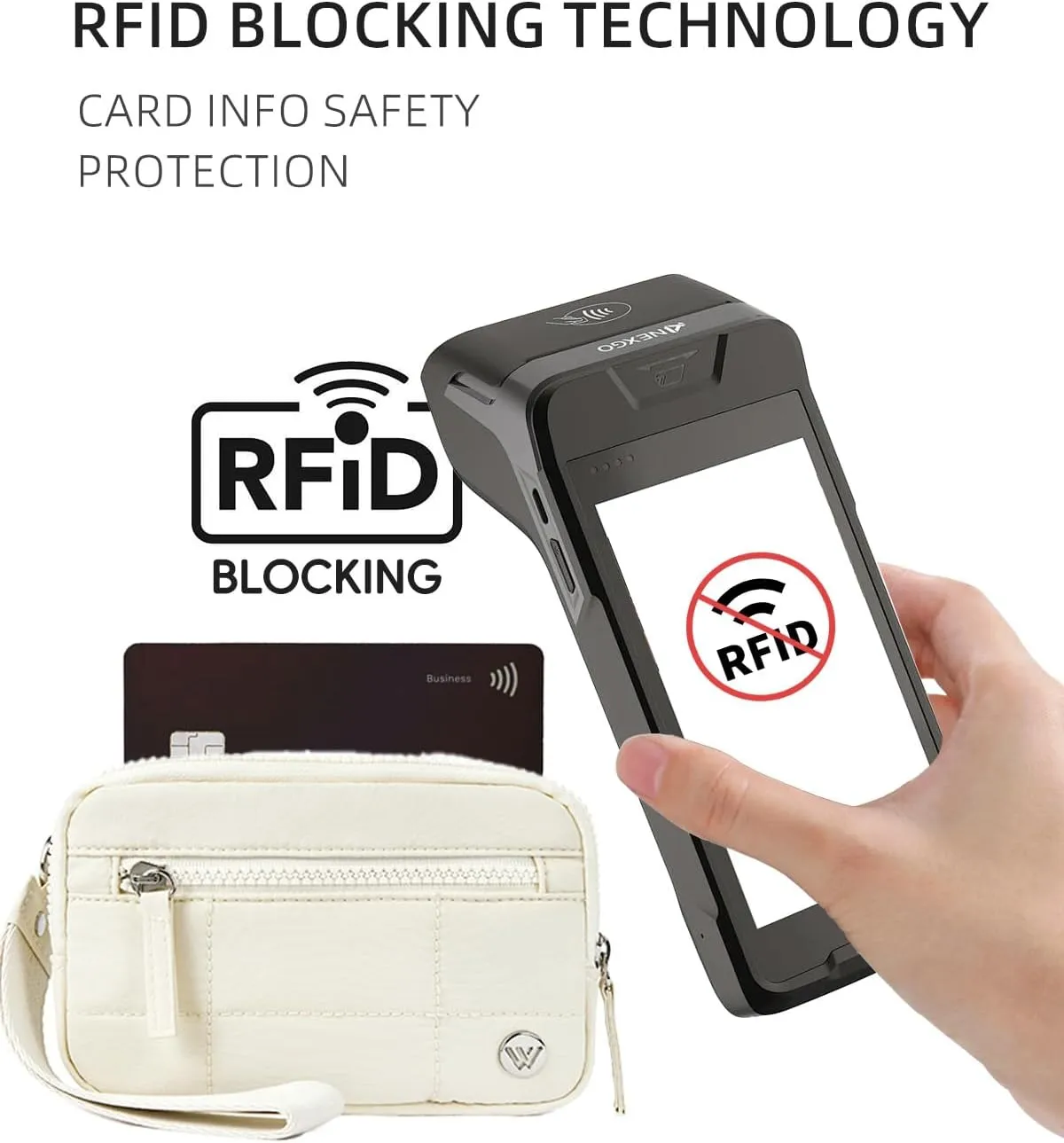 WESTBRONCO Wristlet Wallets for Women Nylon Quilted RFID Wallet with 3 Zipper Purse for Travel