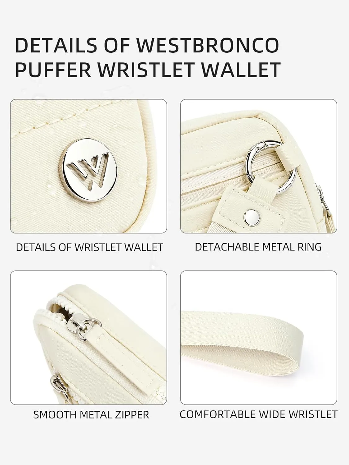 WESTBRONCO Wristlet Wallets for Women Nylon Quilted RFID Wallet with 3 Zipper Purse for Travel