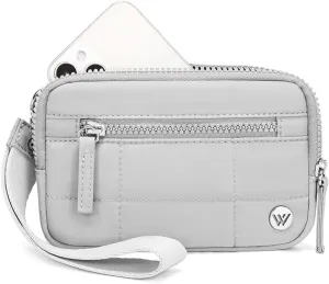 WESTBRONCO Wristlet Wallets for Women Nylon Quilted RFID Wallet with 3 Zipper Purse for Travel