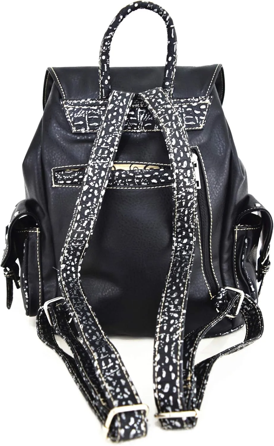 WESTERN ORIGIN Sugar Skull Day of the Dead Daypack Punk Gothic Backpack Rose Flower Fashion Women Travel Biker Purse Daypack Wallet Set (#1 Black Set)