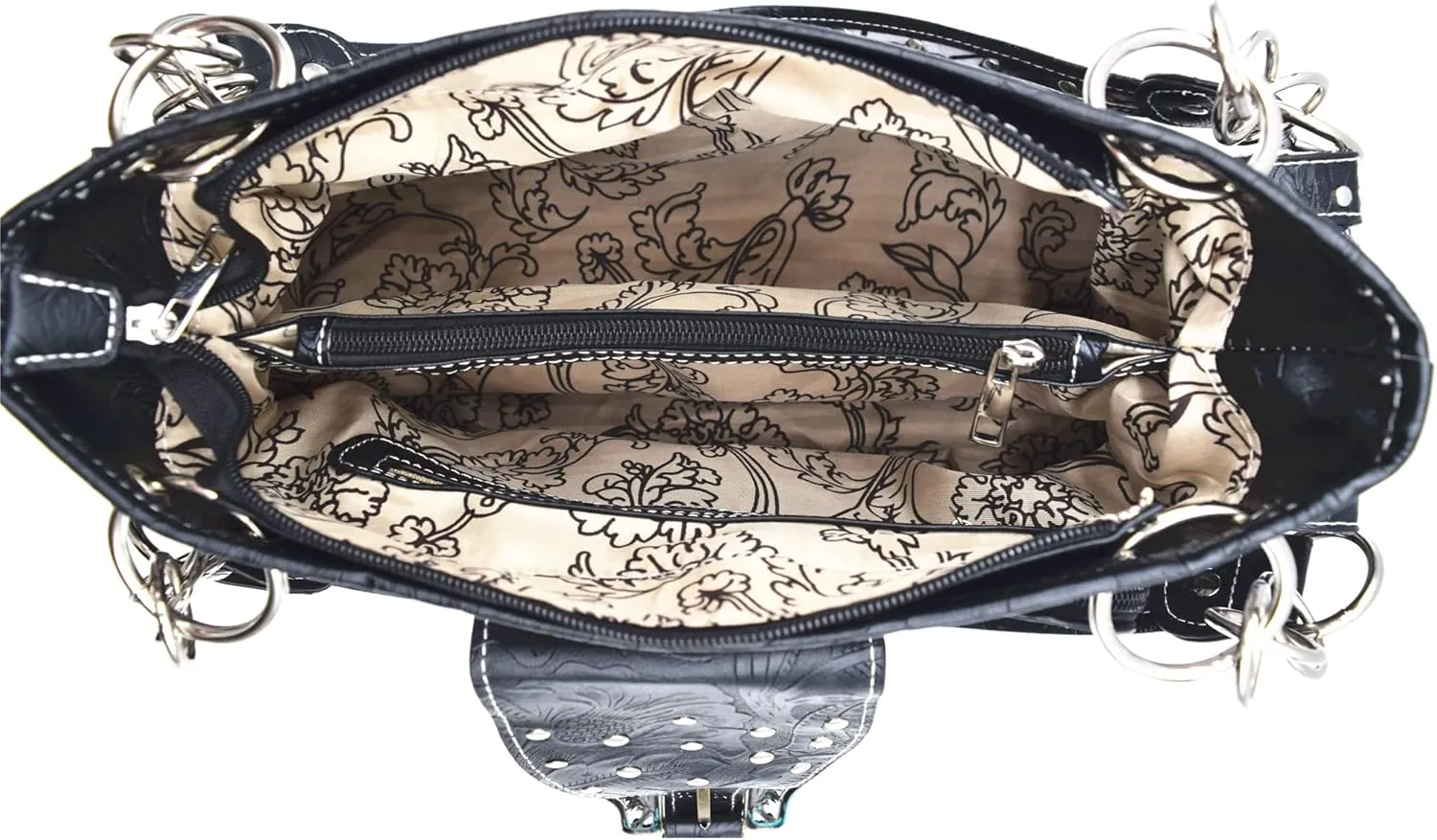 Western Style Camouflage Purse Concho Buckle Tooled Floral Country Studs Crossbody Women Handbag Shoulder Bag Wallet Set