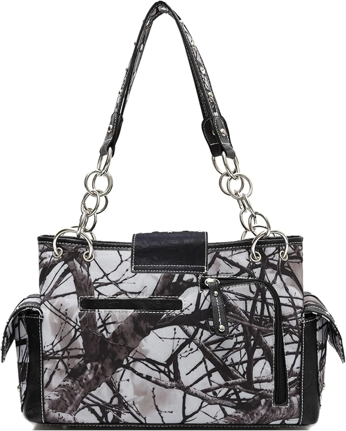 Western Style Camouflage Purse Concho Buckle Tooled Floral Country Studs Crossbody Women Handbag Shoulder Bag Wallet Set
