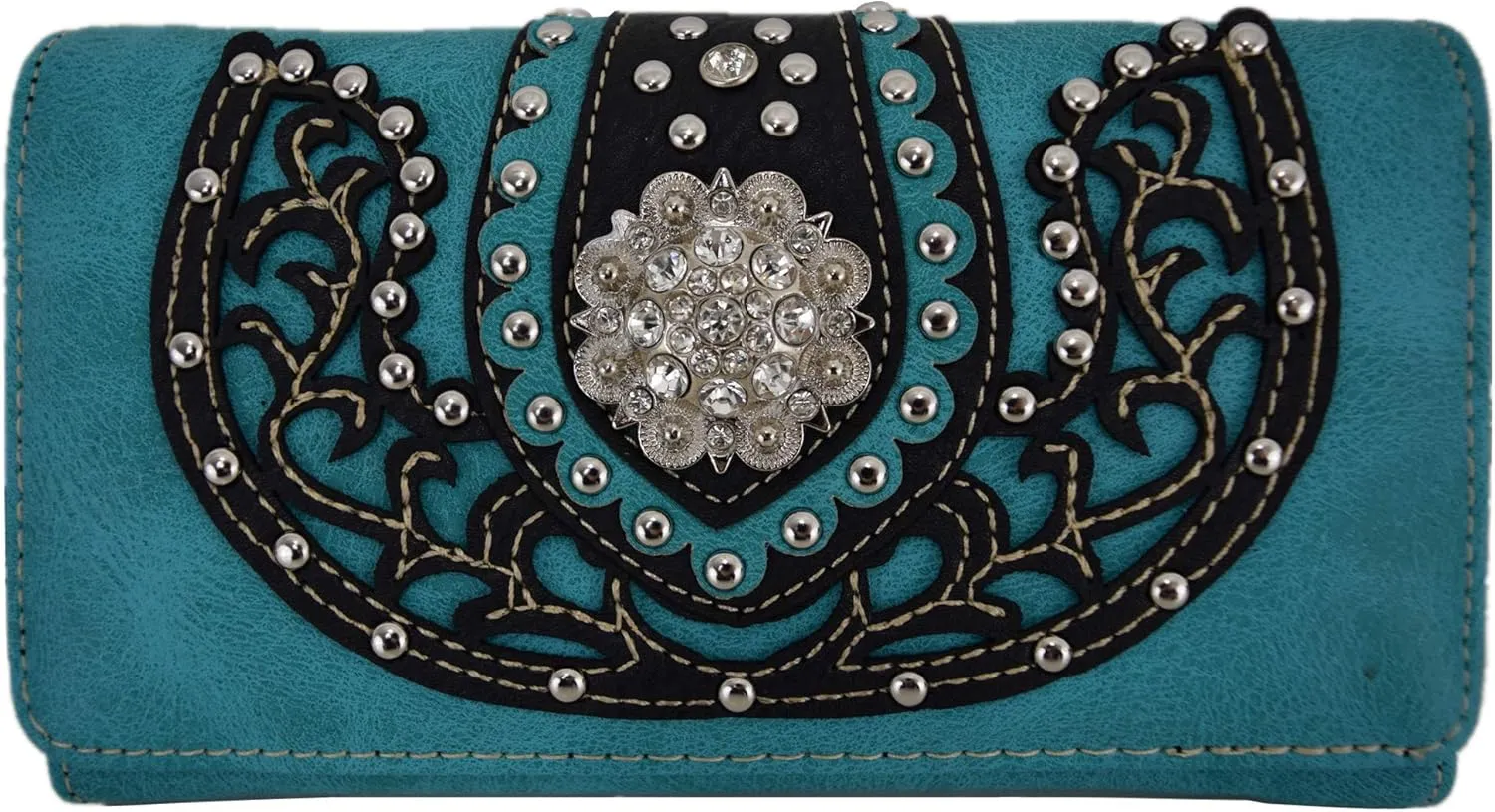 Western Style Rhinestone Concho West Concealed Carry Purse Country Handbag Women Shoulder Bag Wallet Set