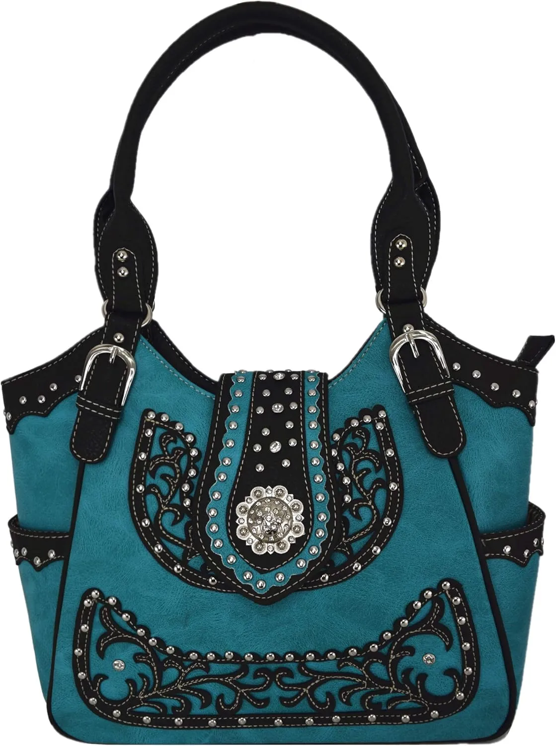 Western Style Rhinestone Concho West Concealed Carry Purse Country Handbag Women Shoulder Bag Wallet Set