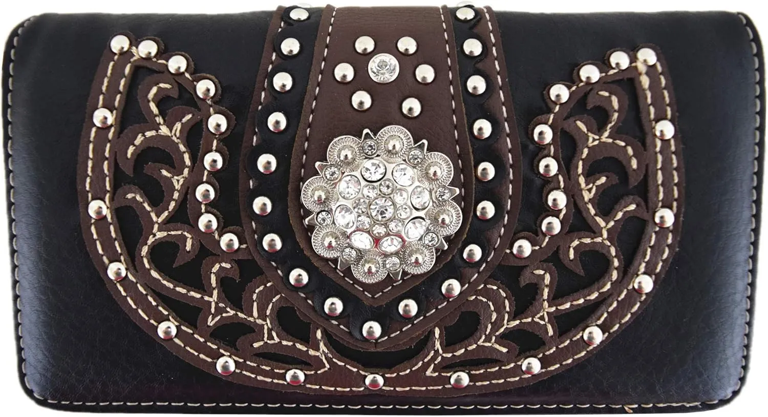 Western Style Rhinestone Concho West Concealed Carry Purse Country Handbag Women Shoulder Bag Wallet Set