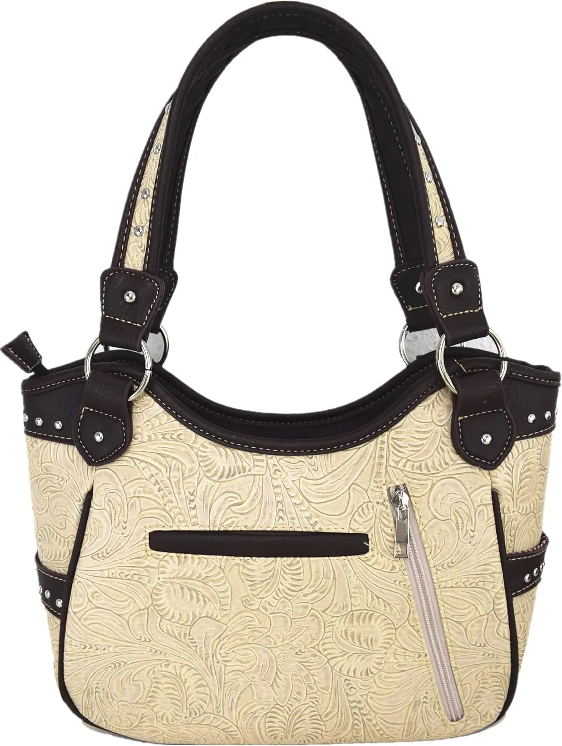 Western Style Rhinestone Cross Studded Laser Cut Wings Tooled Leather Purse Women Handbags Country Shoulder Bag Wallet Set