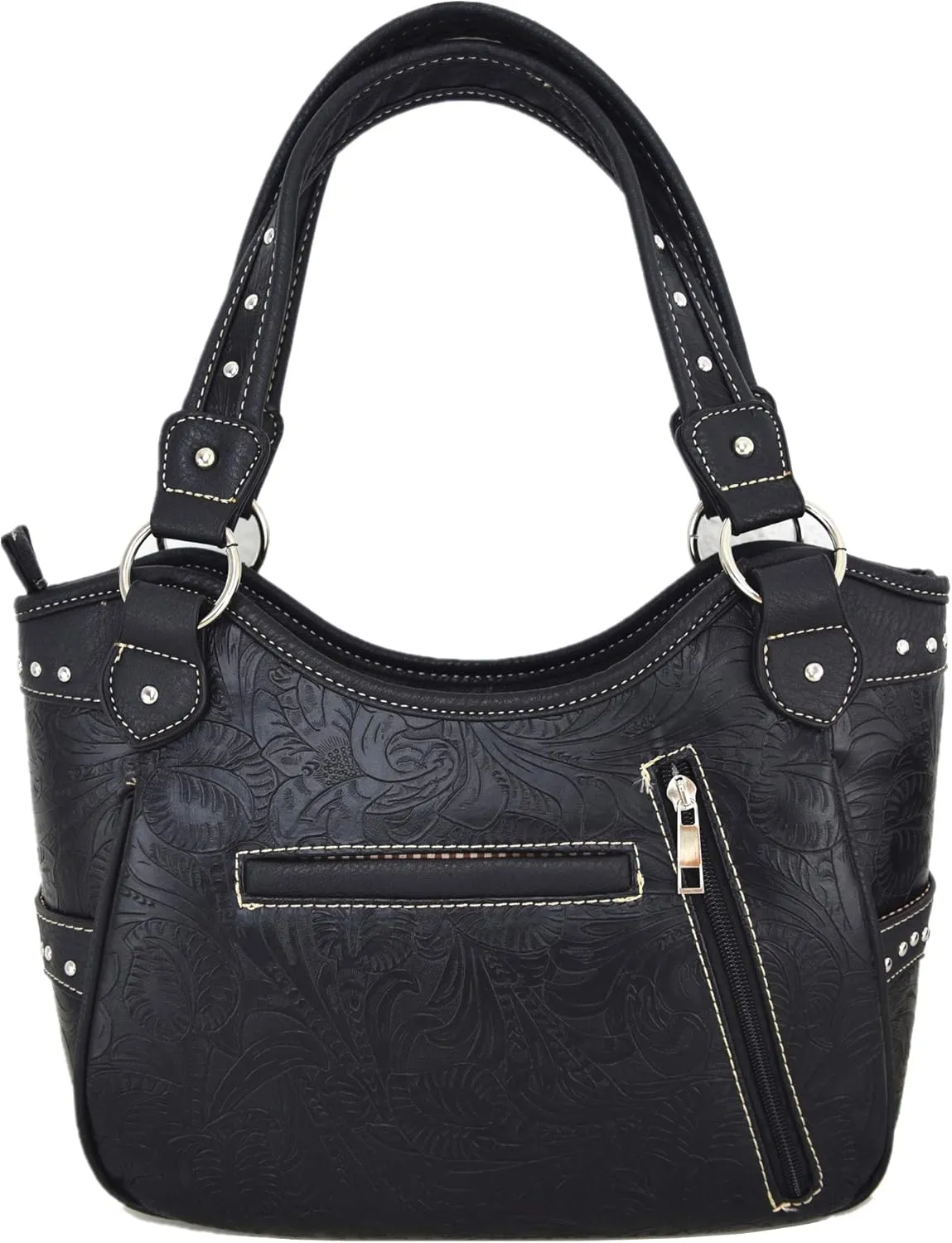 Western Style Rhinestone Cross Studded Laser Cut Wings Tooled Leather Purse Women Handbags Country Shoulder Bag Wallet Set