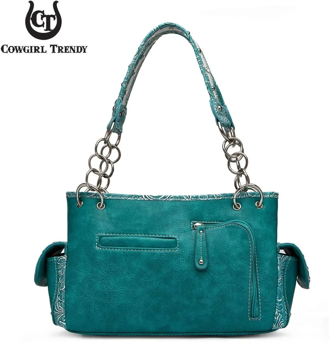 Western Style Spring Butterfly Flower Purse Women Country Handbag Rhinestone Stud Shoulder Bag Wallet Set